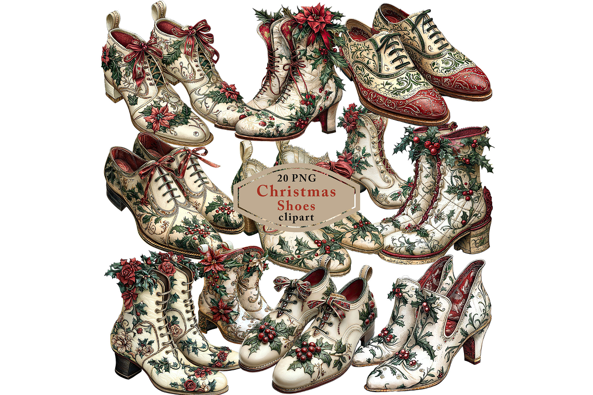 Christmas Shoes Clipart PDF, an Illustration by Memories By Lea (Photo 1 of 7)