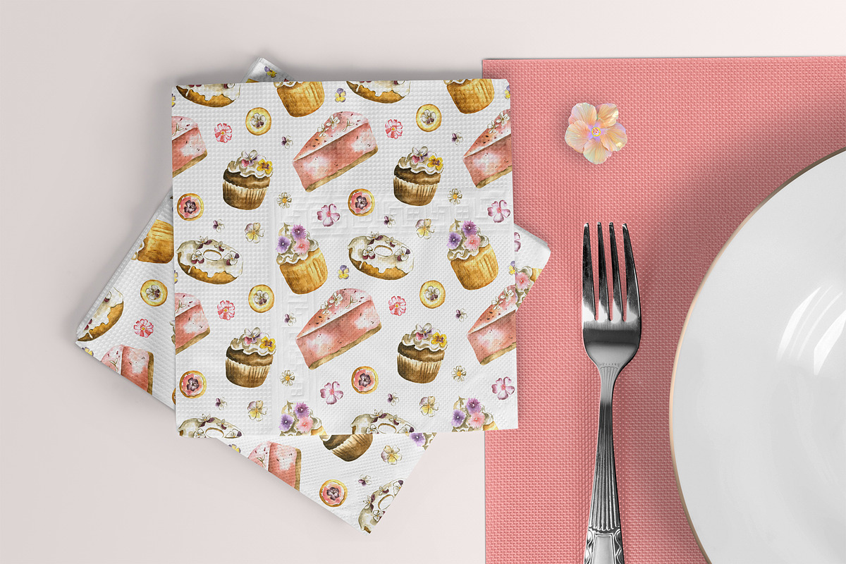 Flowers Desserts Watercolor Bundle, a Food Illustration by foxsong (Photo 10 of 12)