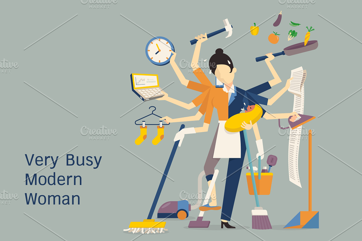 Very busy housewife, a Technology Illustration by Smiley Creative (Photo 1 of 2)