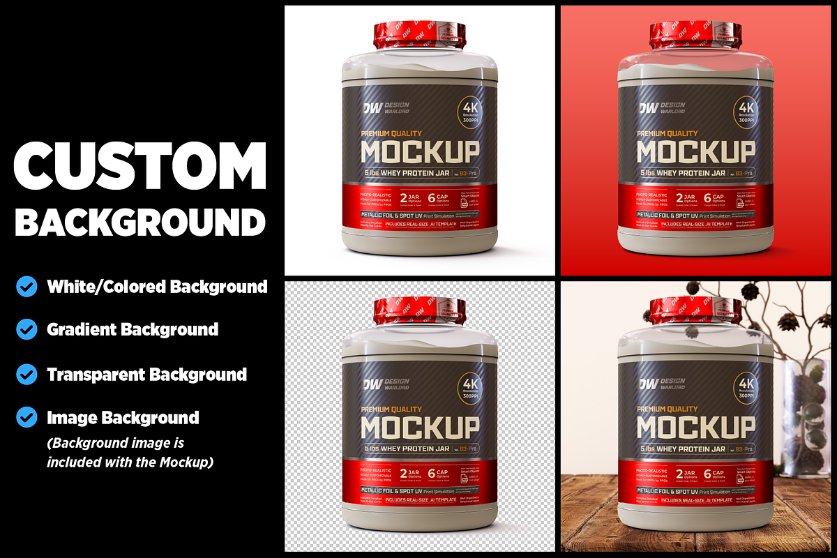 5lb Whey Protein Jar Mockup B3-Pro, a Packaging Mockup by Design Warlord (Photo 11 of 16)