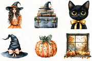 Watercolor Cute Witch Clipart, an Illustration by OK Design (Thumbnail 3 of 5)