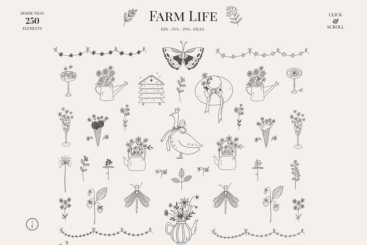 Farm Life Nostalgic line doodle icon, a Decorative Illustration by Summer Nightingale Art (Photo 19 of 20)