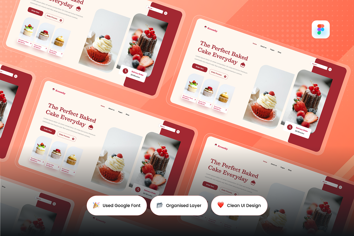 Kreamby Bakery Cake Service Section, an UI Kit Template by SquidPixey (Photo 2 of 3)