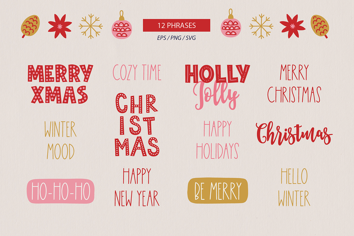 Cheerful Christmas Kit, a Seasonal Illustration by miumiu (Photo 6 of 15)