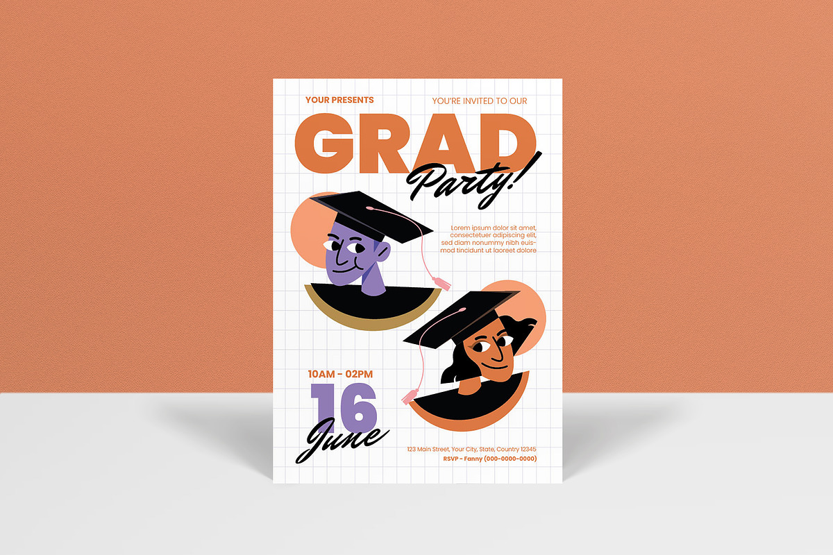 Orange Graduation Party Invitation, a Card Template by graphicook (Photo 1 of 3)