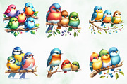 Funny Colorful Birds Watercolor Png, an Illustration by Creative Art (Thumbnail 3 of 6)