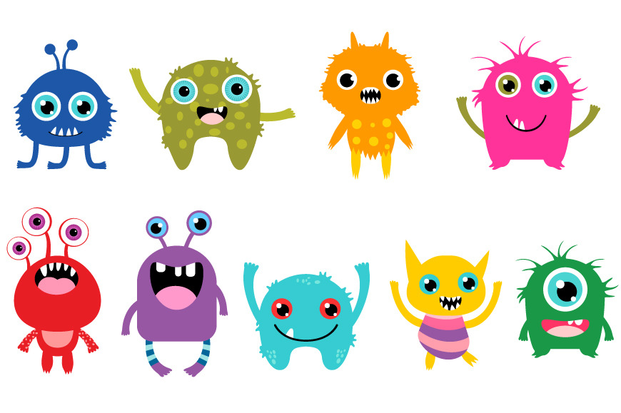 Cute little monsters clipart set | Illustrations ~ Creative Market