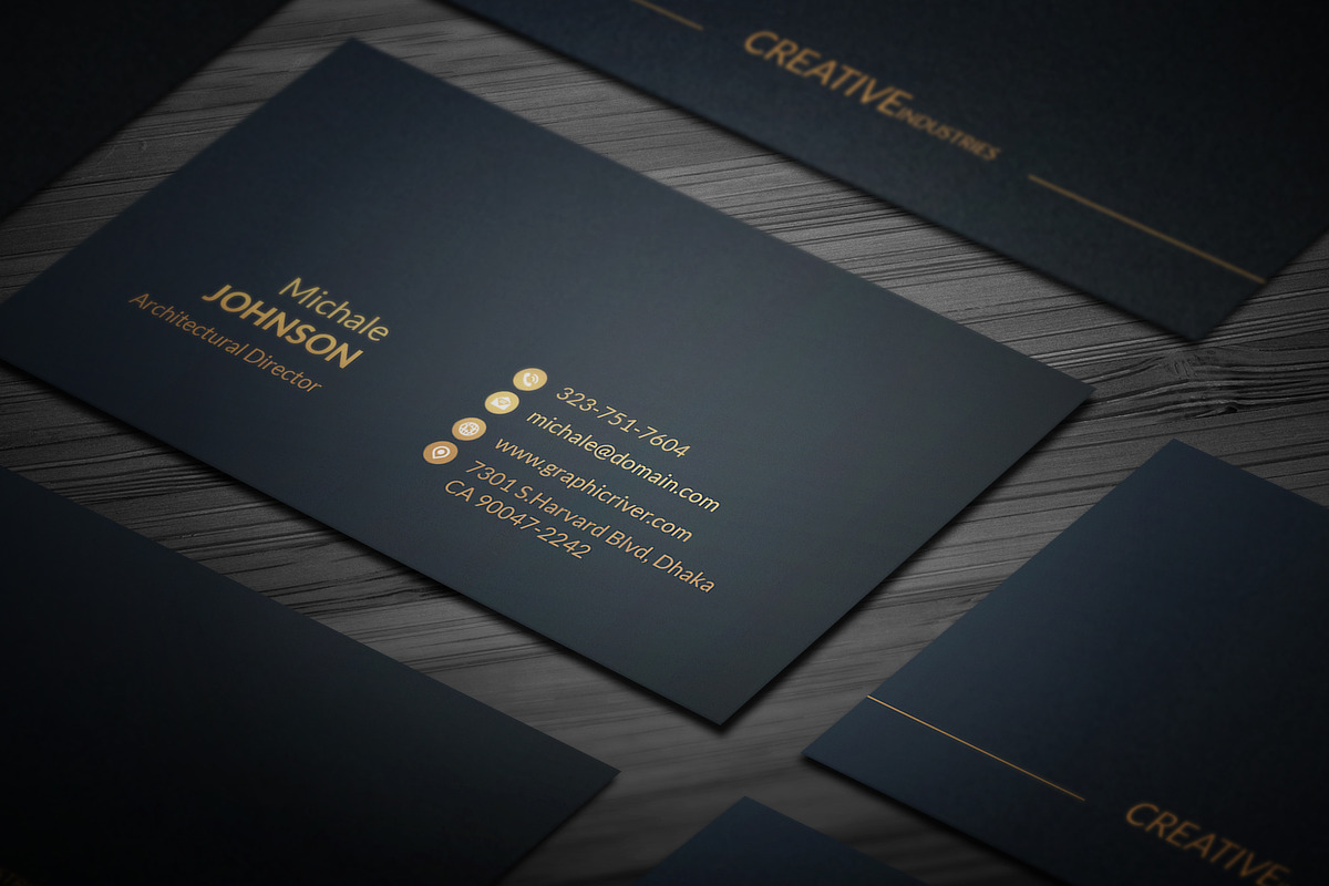 Gold Black Business Cards, a Business Card Template by Genereux Art (Photo 2 of 5)