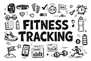 Fitness Tracking Doodle Collage, an Object Graphic by VIVAT Design Studio (Thumbnail 1 of 3)