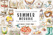Summer Cottagecore Morning Clipart, an Illustration by CreationArt (Thumbnail 1 of 9)