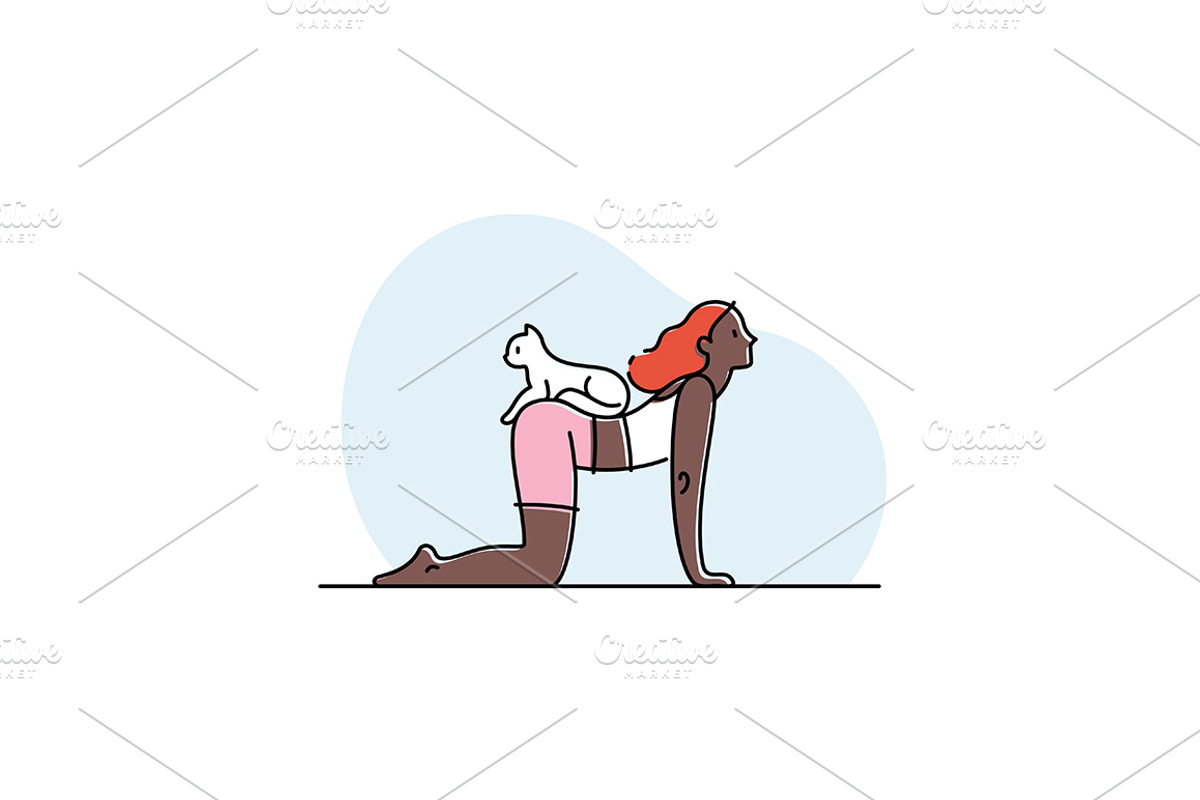 Yoga practice & cat illustration set, a Healthcare Illustration by tetiana.svirska (Photo 9 of 17)