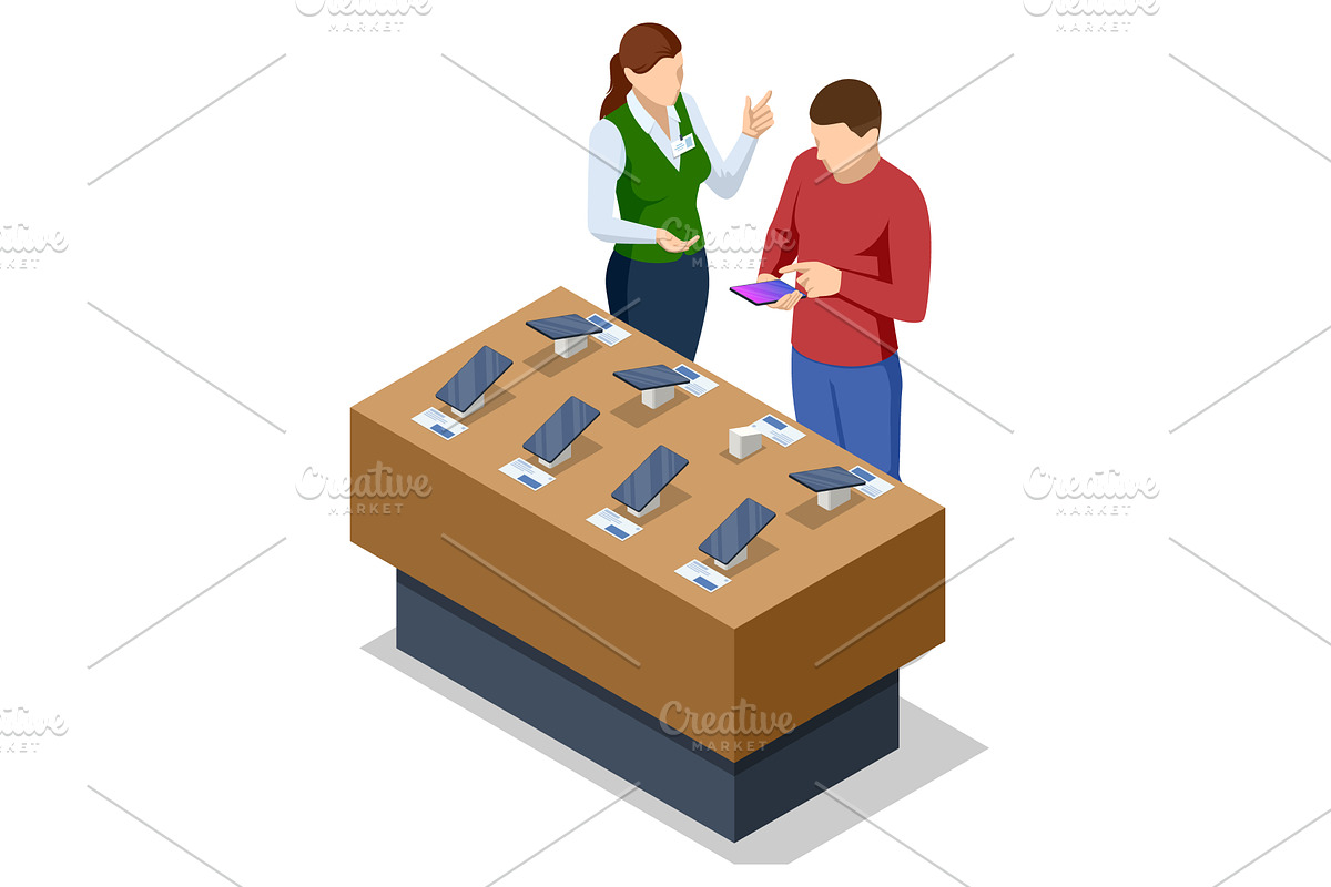 Isometric illustration of a sales, a Technology Illustration by Golden Sikorka