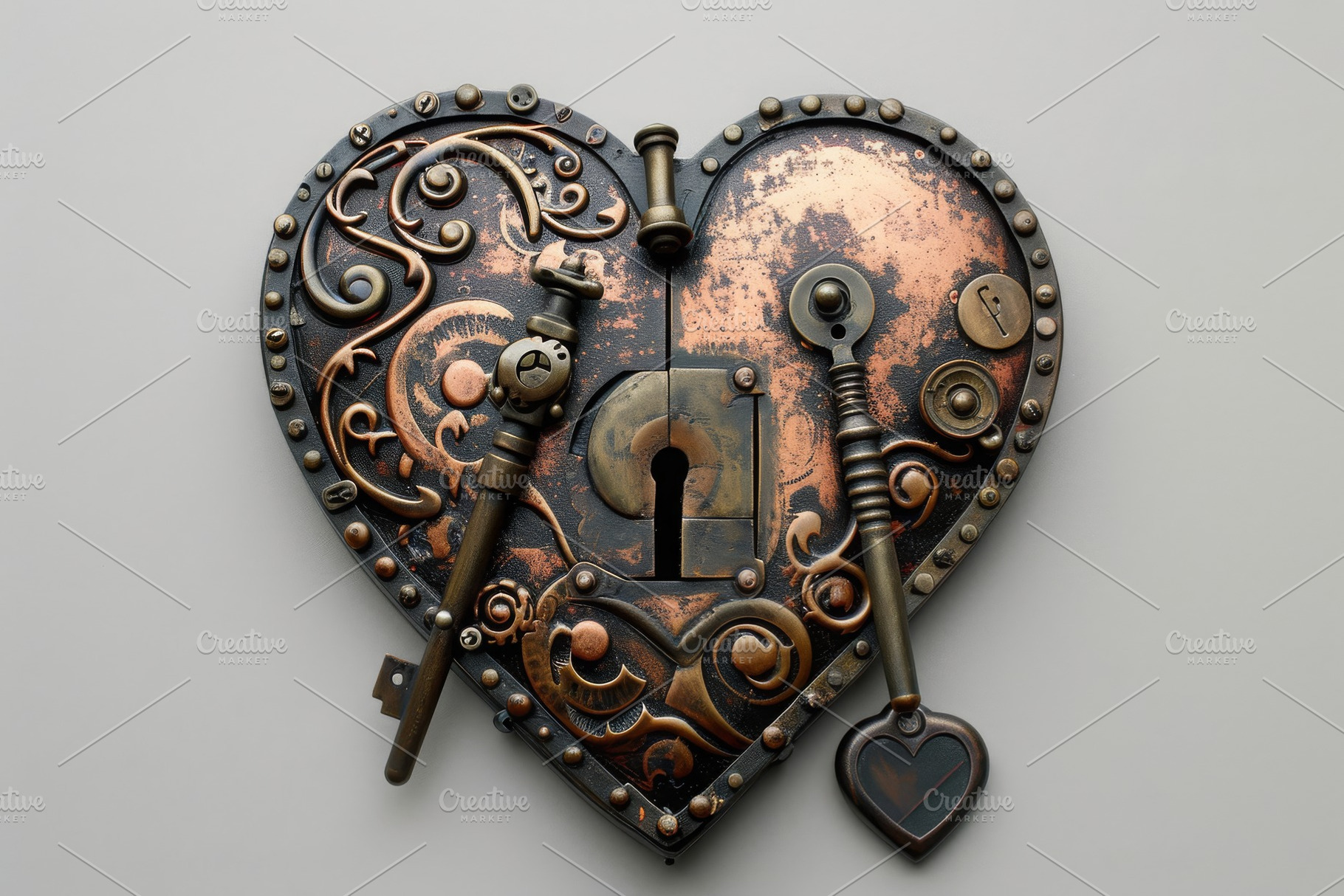 A heart shaped clock with a key atta, a Photo by Iftikhar Alam