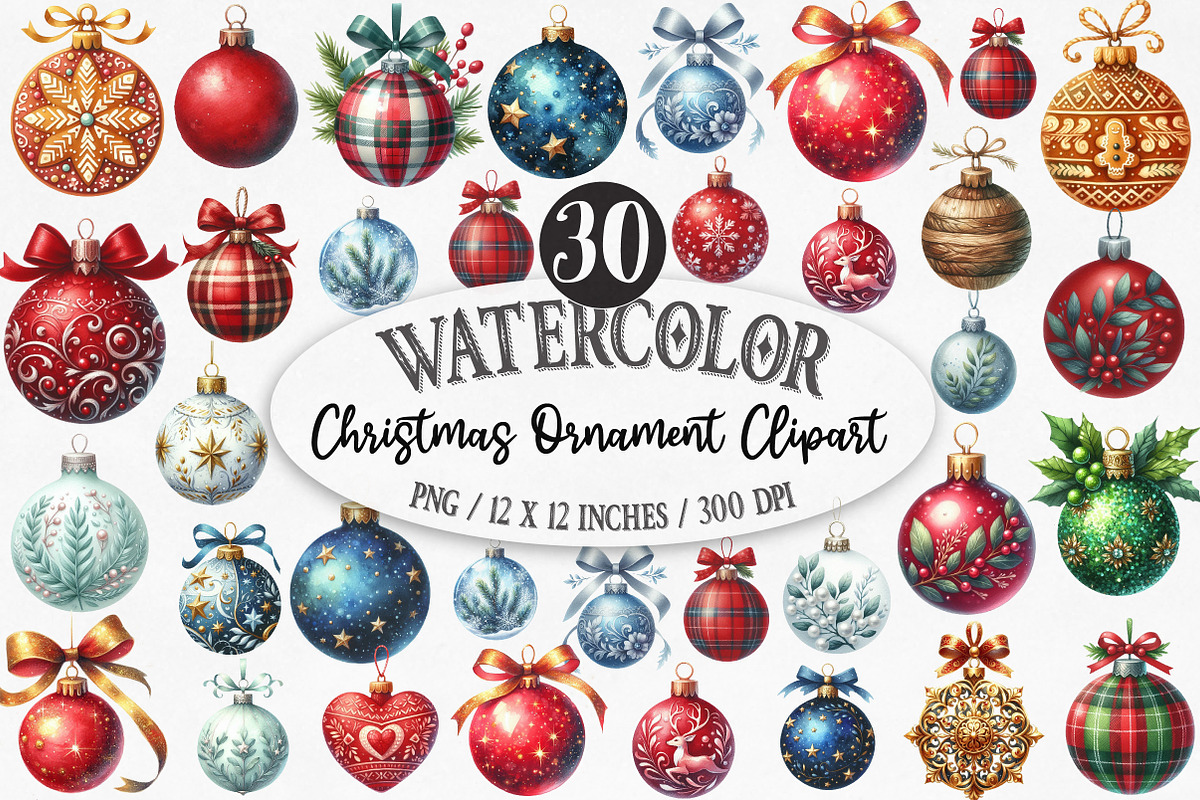 Christmas Ornament Clipart, an Illustration by Designking (Photo 1 of 5)