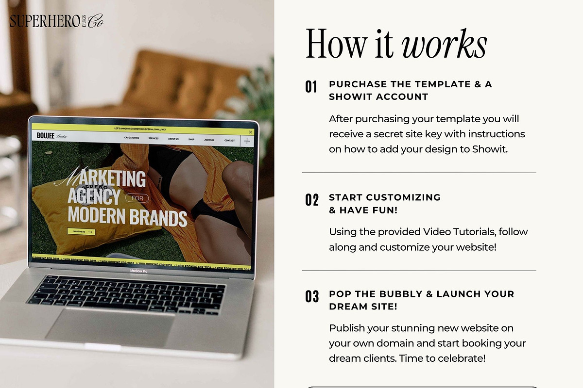 Bold Marketing Showit Template, a Websites & App Template by Superhero Design Co. (Photo 2 of 6)