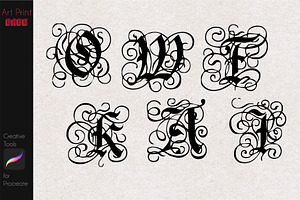 Tattoo Lettering Stamp Font Grid Art