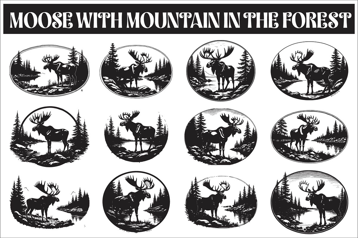 Moose with mountain in the forest, an Illustration by Amazin_art (Photo 1 of 13)