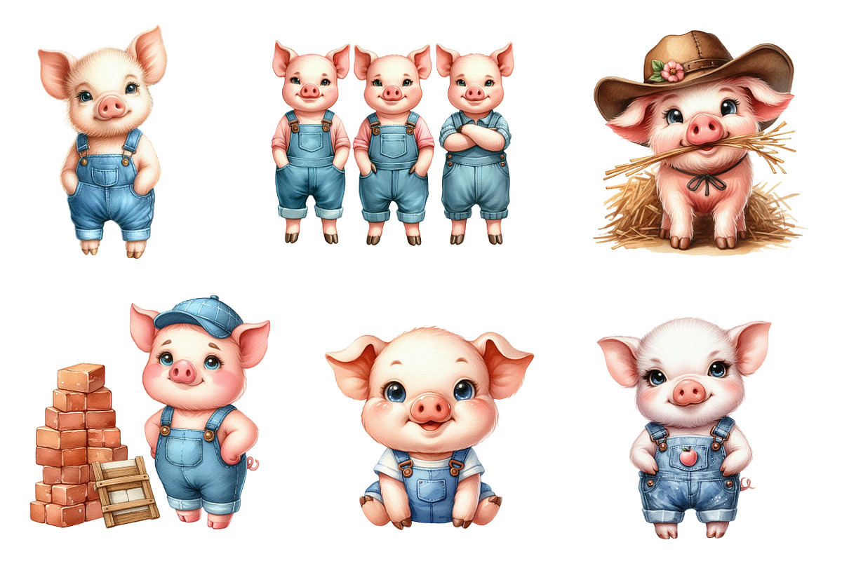 Three Little Pigs Clipart, an Illustration by CreationArt (Photo 5 of 7)