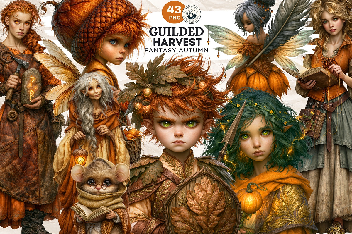 Guilded Harvest Autumn Clipart Set, a Seasonal Illustration by ThatsDesignArt (Photo 1 of 13)