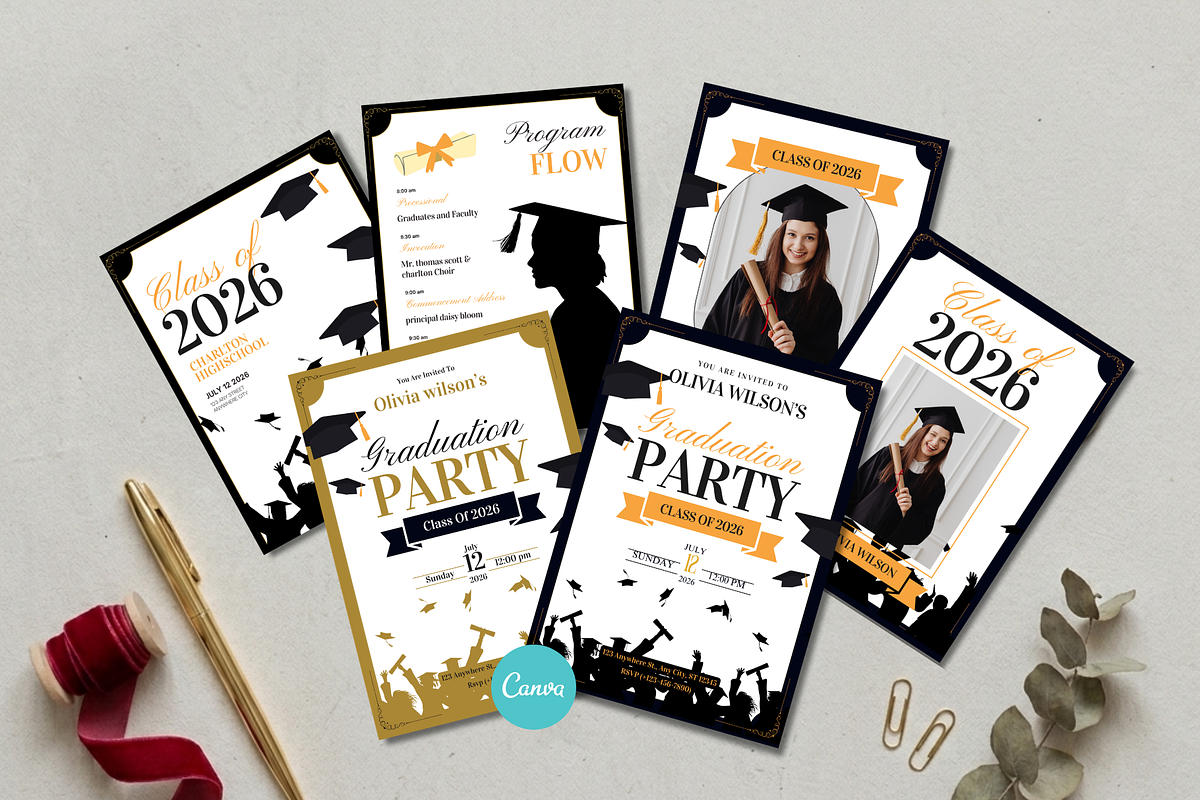 Graduation Templates Bundle, a Stationery Template by Anna Design Studio