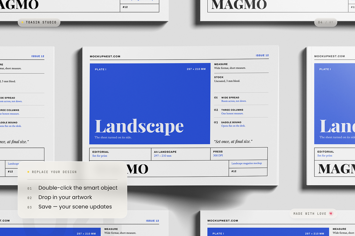 A4 Landscape Magazine Mockup, a Books & Magazine Mockup by Toasin Studio (Photo 4 of 7)