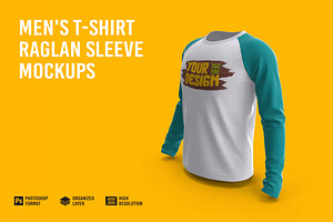 Men's Tshirt Raglan Sleeve Mockup