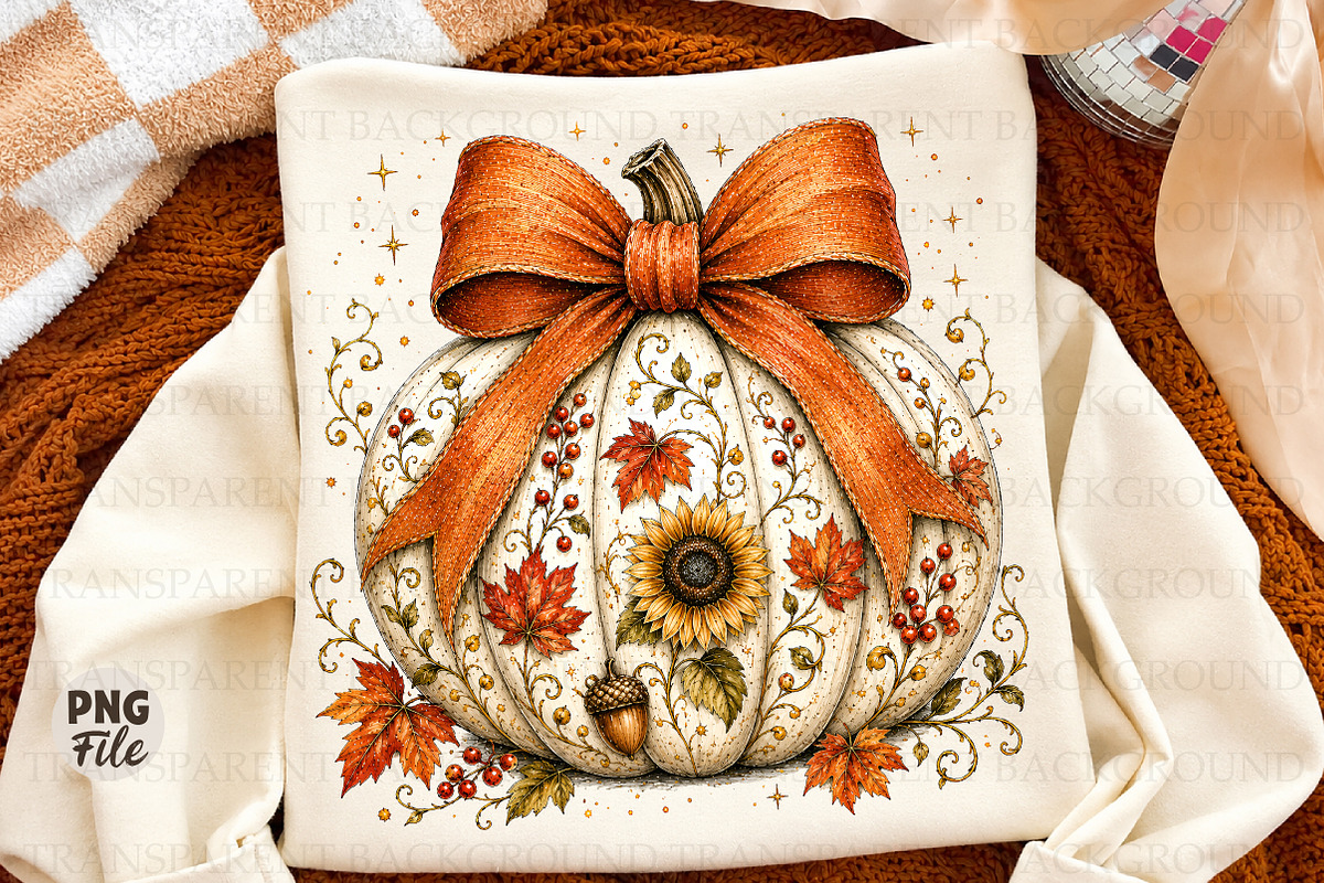 Fall Coquette Pumpkin Png, a Seasonal Illustration by Libby Wishes (Photo 1 of 3)