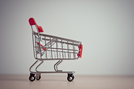 Miniature shopping cart on the table