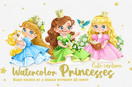 Three cartoon little princesses