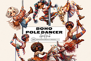 BOHO POLE DANCE GIRL CLIPART PACK, a Person Illustration by Daring Digies (Thumbnail 1 of 8)