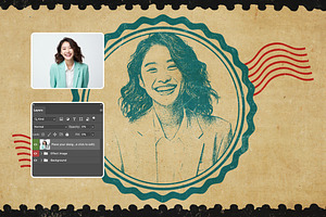 Portrait Stamp Photo Effect