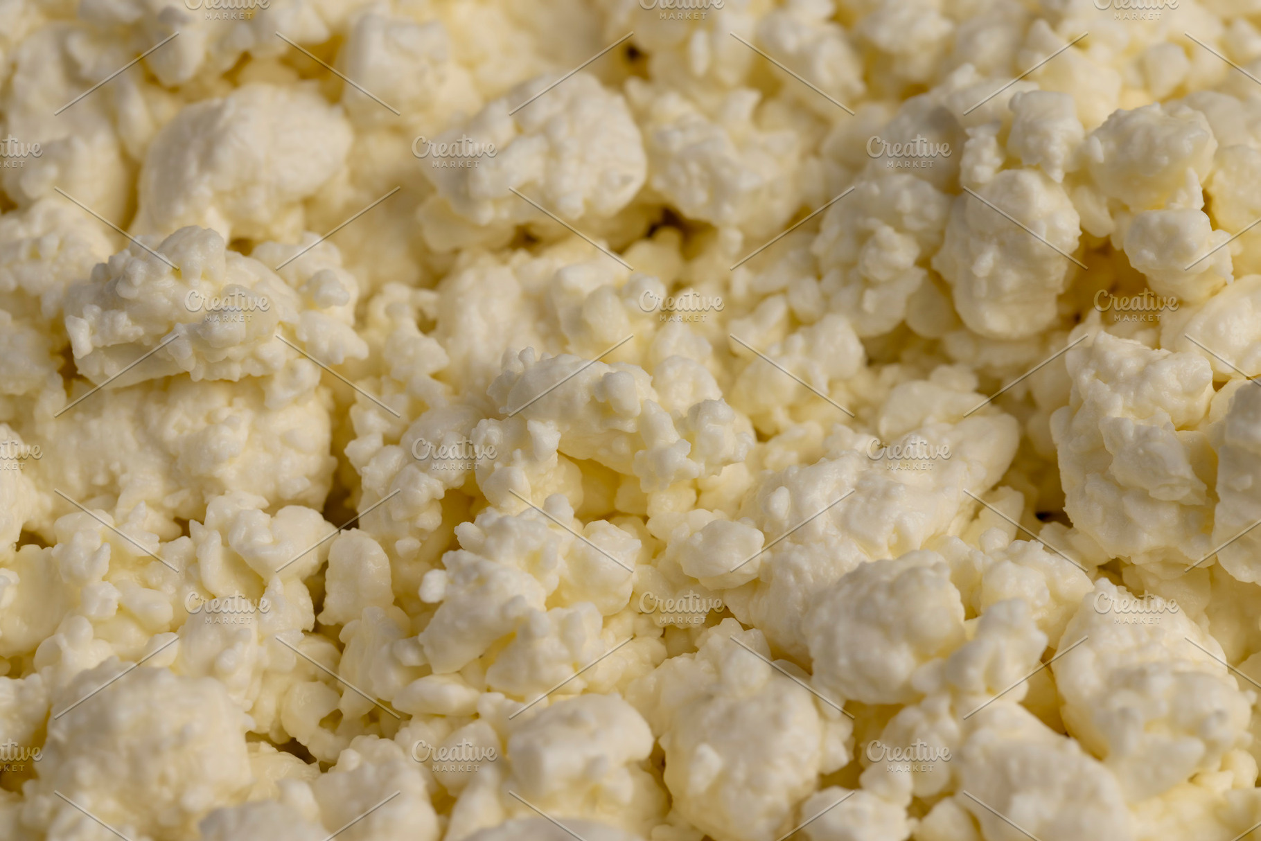 lumps of freshly made fermented milk product cottage cheese,, a Photo by rsoollAI