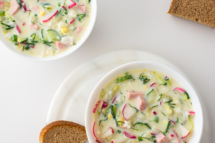 Cold soup Okroshka, a Food & Drink Photo by Pandateam