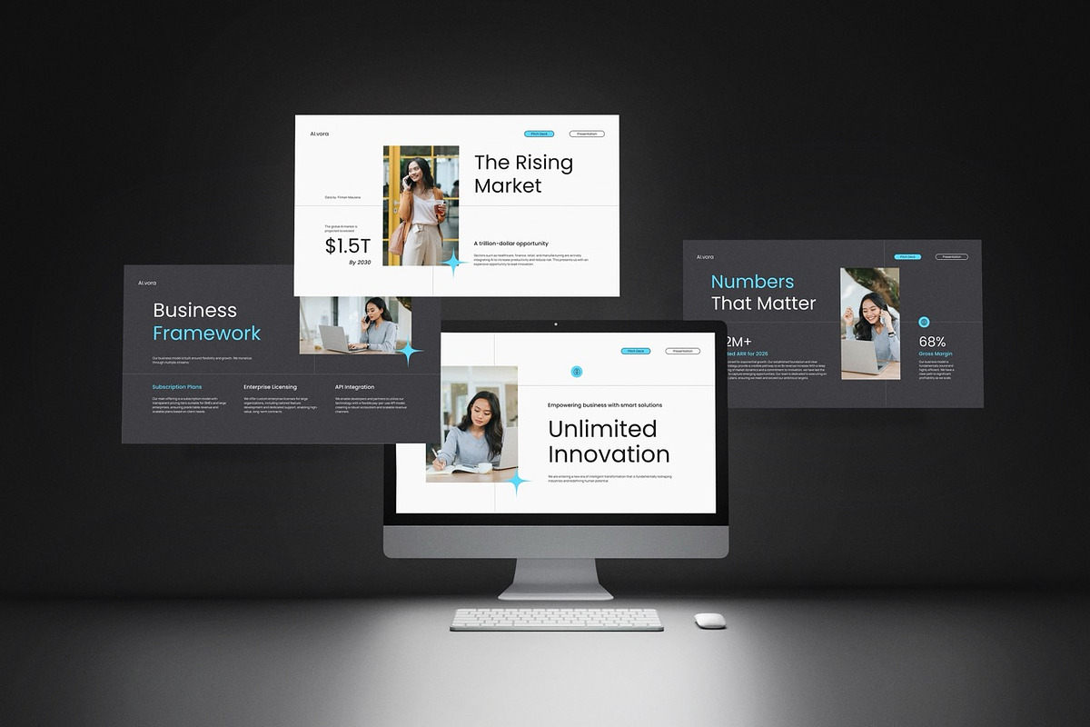 Grey Blue Modern AI Pitch Deck, a Presentation Template by Claymoon Lab (Photo 1 of 4)