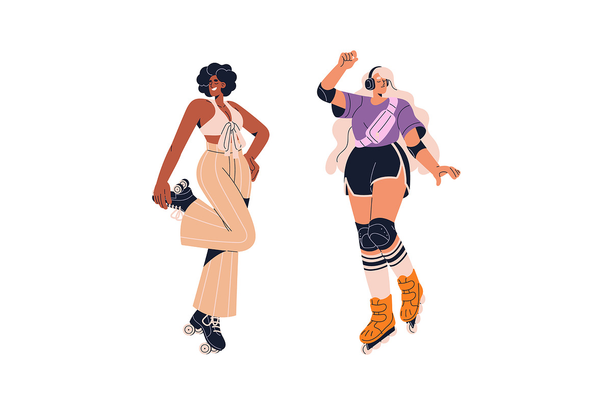 Happy people on roller skates set, a Person Illustration by PaperTrident (Photo 11 of 15)