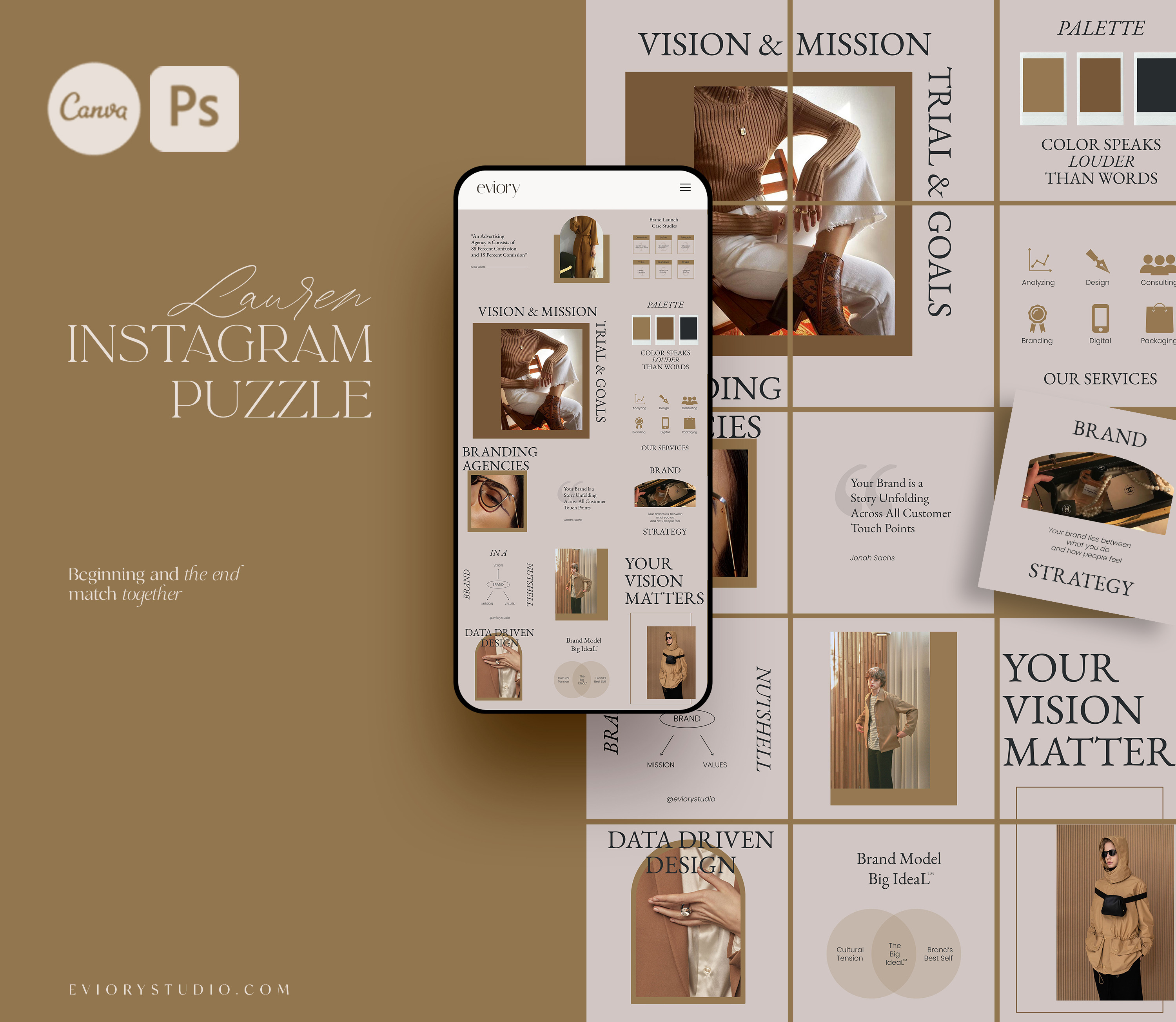Instagram Puzzle Lauren | PS CANVA, a Social Media Template by Eviory