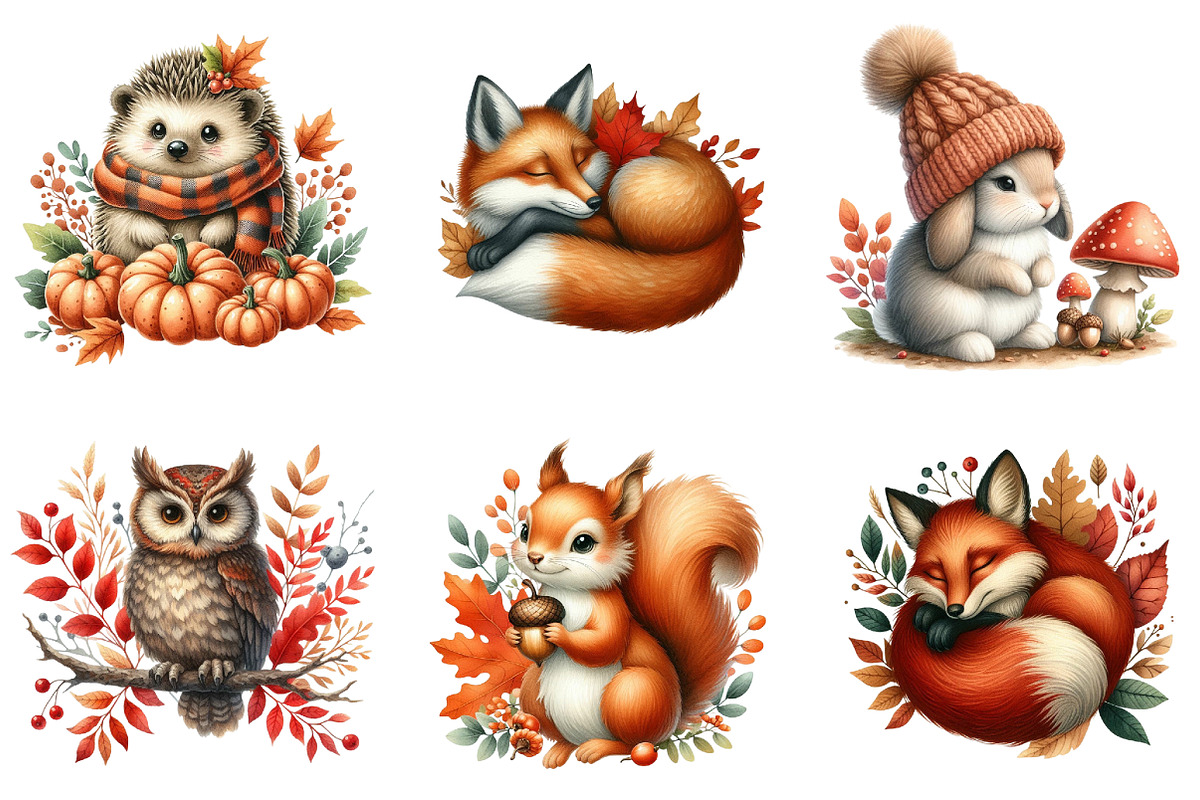 Autumn,Fall Animals Clipart, an Illustration by DreamArtGraphic (Photo 4 of 4)