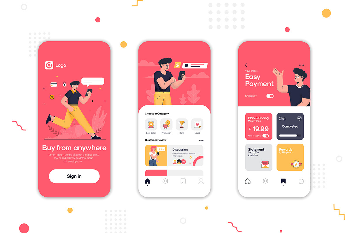 Set of UI, UX, GUI screens, an Education Illustration by Creative Graphics