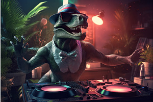 Dinosaur Dj. Generate Ai