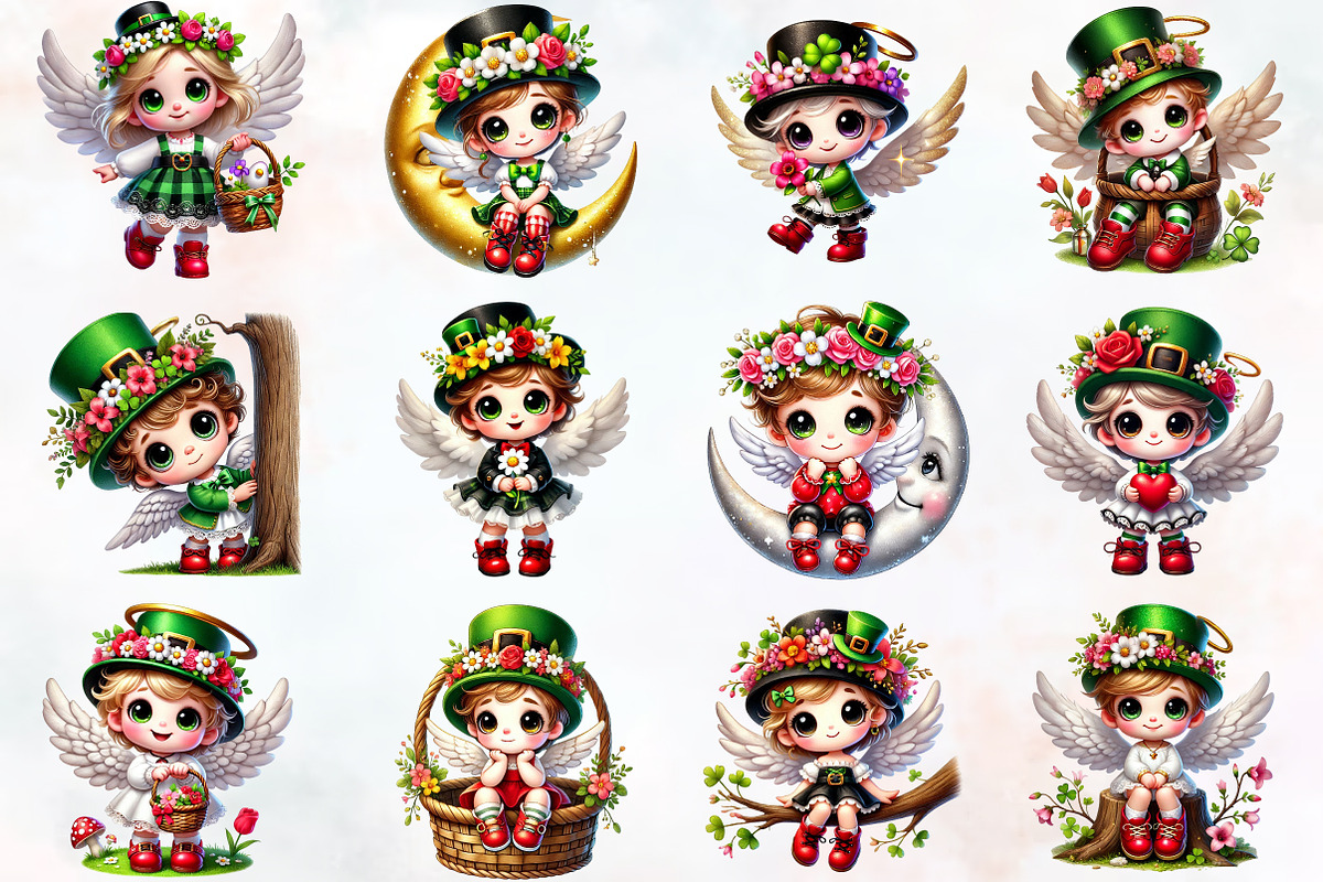 St. Patrick's Day Cute Angel Clipart, an Illustration by RobertsArt (Photo 4 of 7)