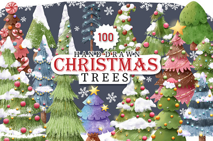 100 Beautiful Christmas Trees, a Seasonal Illustration by DrawStudio1988