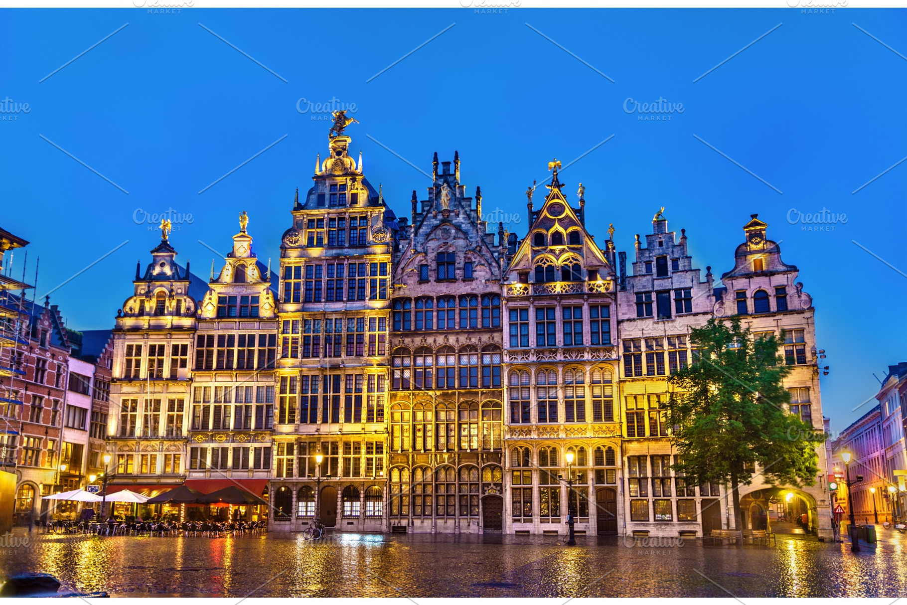 Guildhalls on the grote markt square in antwerp belgium stock photo, an Architecture Photo by Leonid Andronov