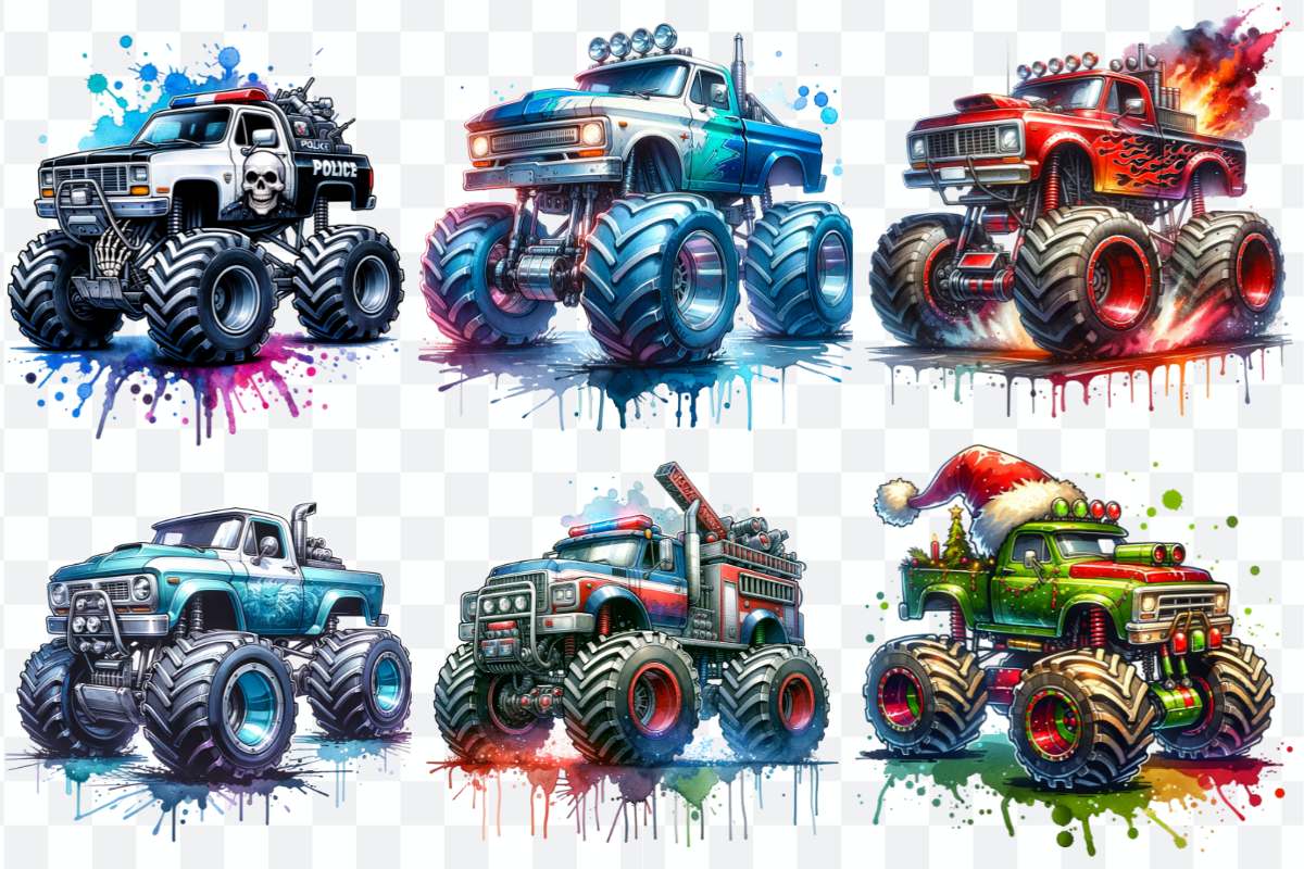 Monster Trucks Sublimation Bundle, a Decorative Illustration by Bubble Pixel (Photo 3 of 4)