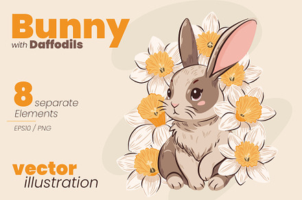 Bunny with Daffodils
