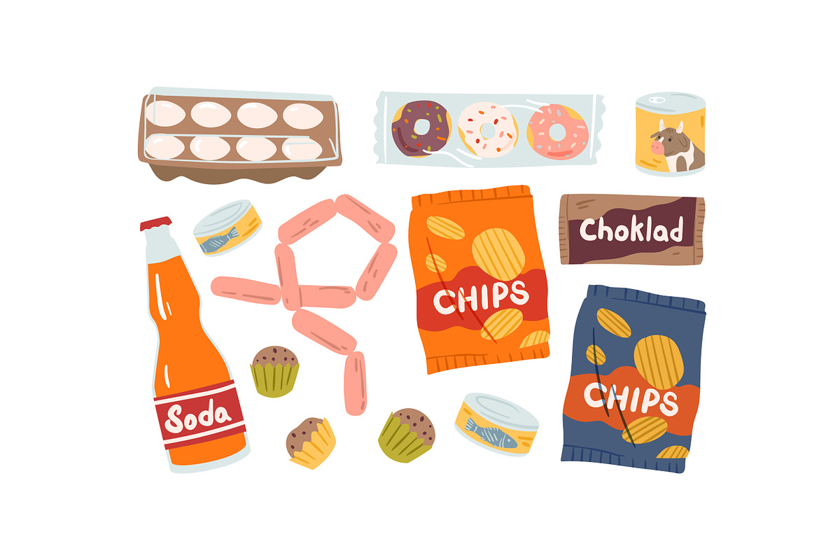 Healthy vs unhealthy groceries bag, a Food Illustration by Good Studio (Photo 2 of 3)