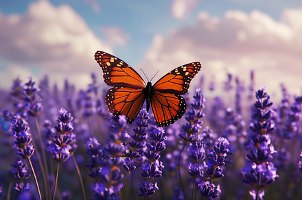 Butterfly on lavender background, an Animal Photo by MistyDay