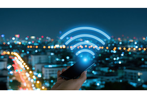 City lights shine as hand holds, a Technology Photo by Lermont51