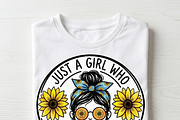 Just A Girl Who Loves Sunflowers PNG, a Shirt Mockup by Vector Stall (Thumbnail 8 of 15)