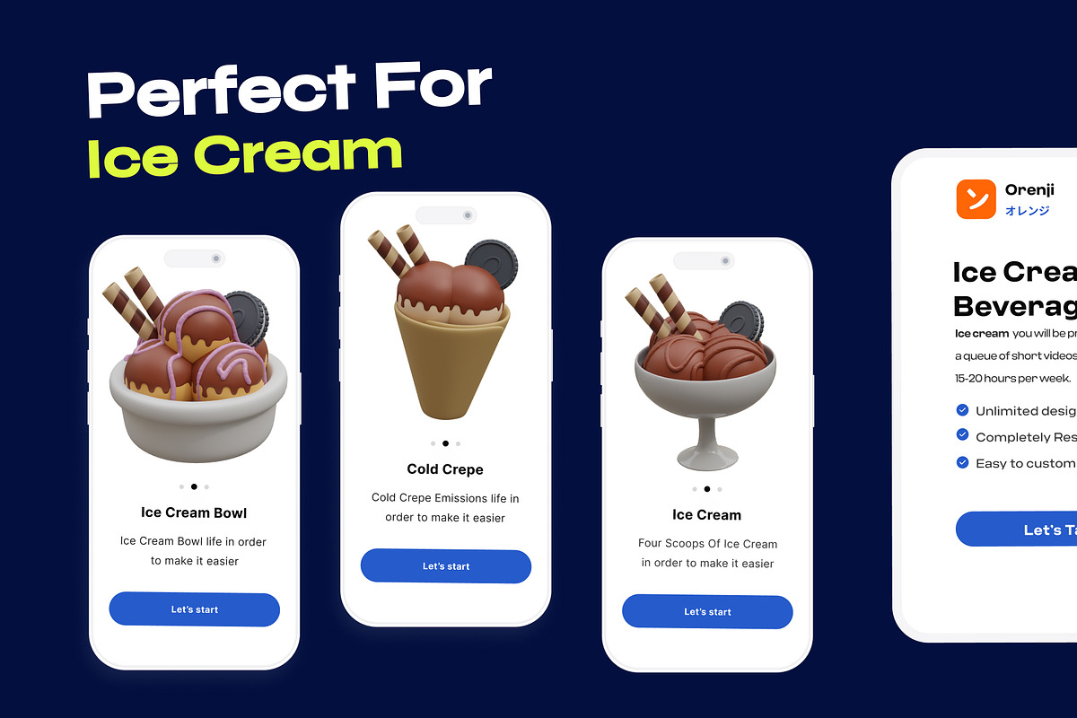 Ice Cream & Desserts 3D Icon, a Food & Drink 3D Model by orenjidesign (Photo 5 of 8)