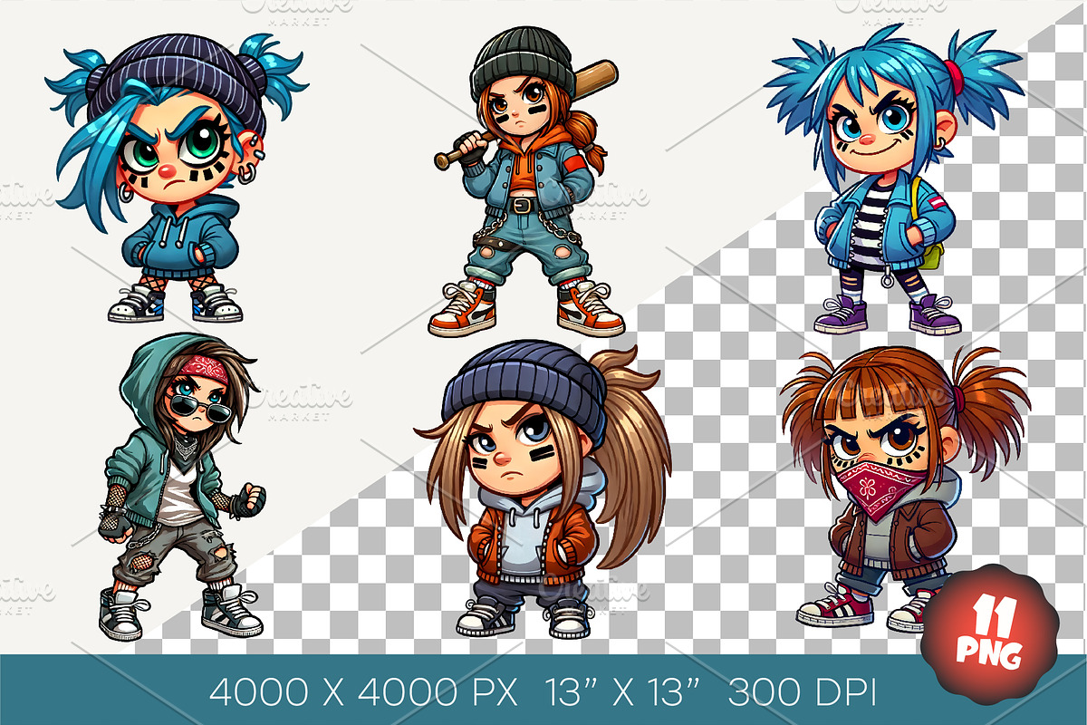 Cartoon girl bandit. Tshirt, PNG., a Person Illustration by KENO Mascots (Photo 2 of 5)